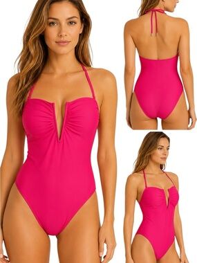 Express - NWOT Body Contour Swim Hot Pink One Piece Swimsuit Sz L